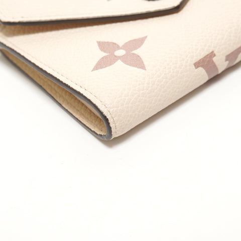 LOUIS VUITTON Zweifarbiges Monogramm Empreinte Portefeuille Victorine M80086 2020 Dreifach-Geldbörse beige WS26249
