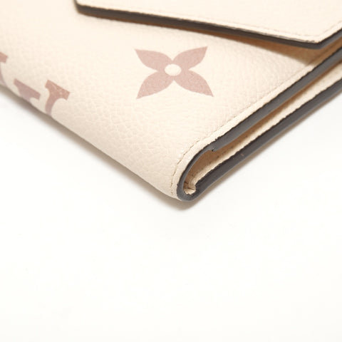 LOUIS VUITTON Zweifarbiges Monogramm Empreinte Portefeuille Victorine M80086 2020 Dreifach-Geldbörse beige WS26249