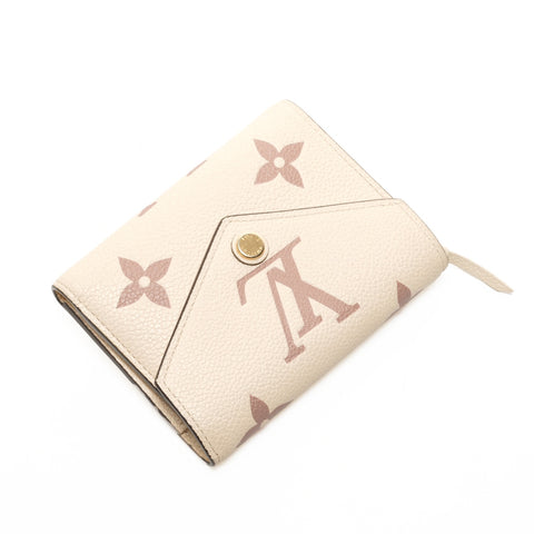 LOUIS VUITTON Zweifarbiges Monogramm Empreinte Portefeuille Victorine M80086 2020 Dreifach-Geldbörse beige WS26249