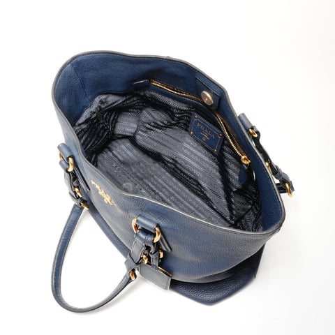 PRADA Leder-Einkaufstasche Marineblau WS26253