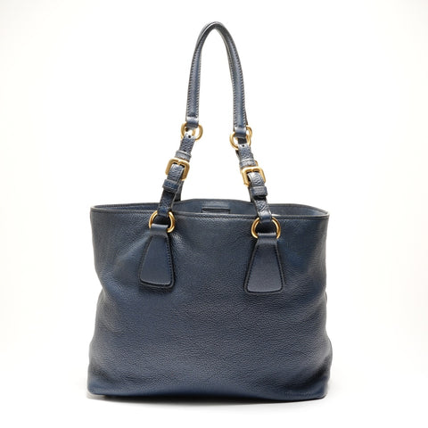 PRADA Leder-Einkaufstasche Marineblau WS26253