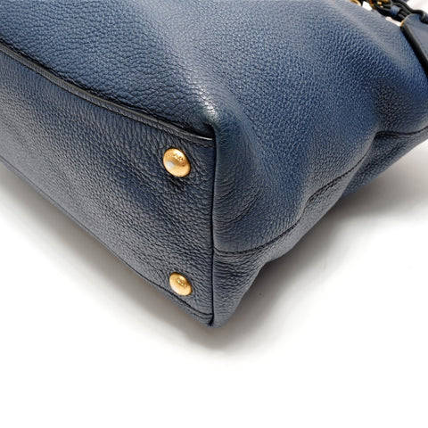 PRADA Leder-Einkaufstasche Marineblau WS26253