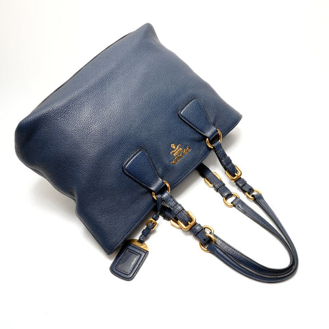 PRADA Leder-Einkaufstasche Marineblau WS26253