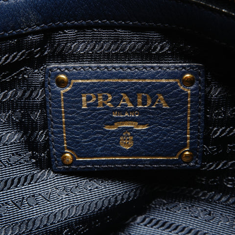 PRADA Leder-Einkaufstasche Marineblau WS26253