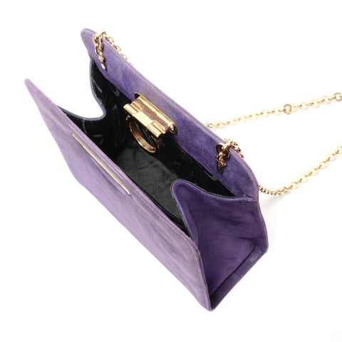 Salvatore Ferragamo Gancini Suede Shoulder Bag purple WS26254