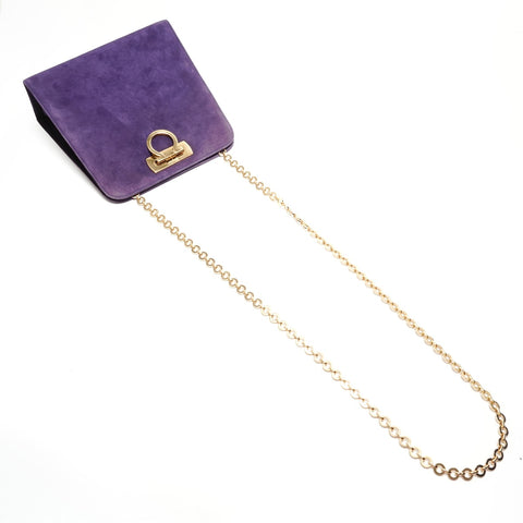 Salvatore Ferragamo Gancini Suede Shoulder Bag purple WS26254