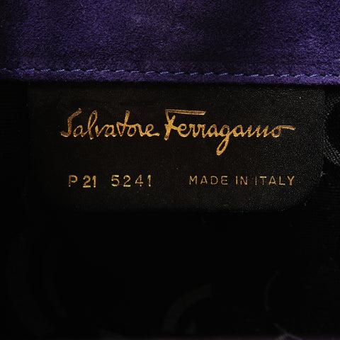 Salvatore Ferragamo Gancini Suede Shoulder Bag purple WS26254