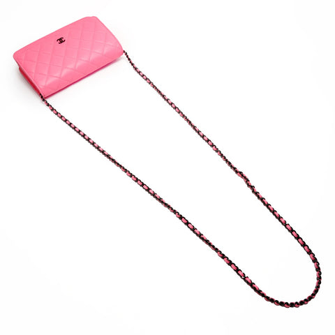 CHANEL Matelass Lambskin Chain Wallet 2021-2025 Shoulder Bag pink WS26256