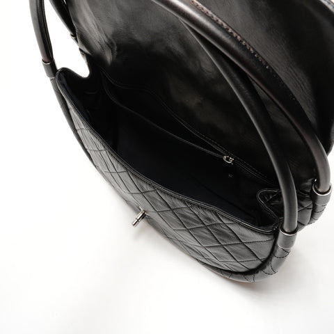 CHANEL Lambskin Hula Hoop No. 18 2013-2014 Shoulder Bag black WS26257