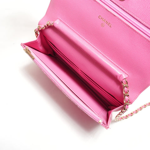 CHANEL Caviar Skin Chain Wallet Matelasse 29 Series 2019 Shoulder Bag pink WS26258