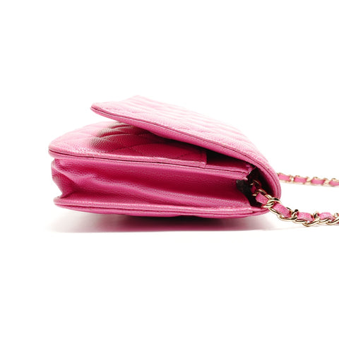 CHANEL Caviar Skin Chain Wallet Matelasse 29 Series 2019 Shoulder Bag pink WS26258