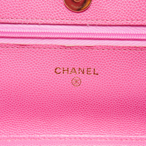 CHANEL Caviar Skin Chain Wallet Matelasse 29 Series 2019 Shoulder Bag pink WS26258