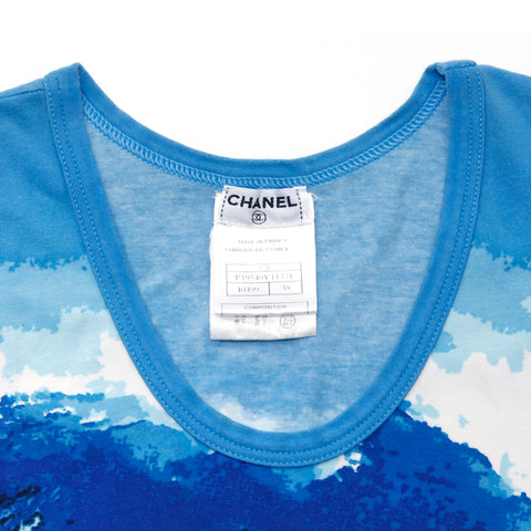 Chanel CHANEL Surfan Tank Top Blue x White WS2625