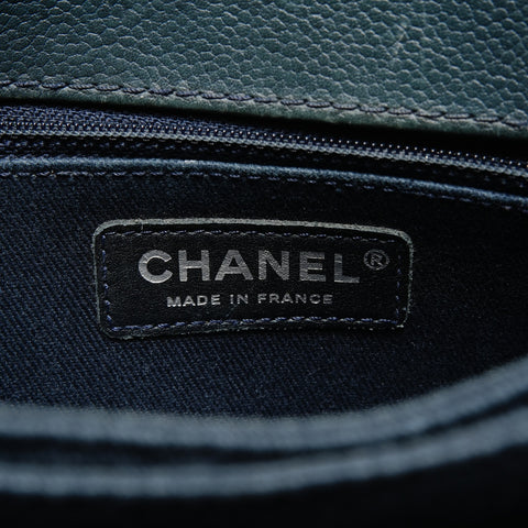 CHANEL No. 19 2014 Caviar Matelasse Gunmetal Shoulder Bag blue WS26261