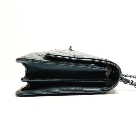 CHANEL No. 19 2014 Caviar Matelasse Gunmetal Shoulder Bag blue WS26261