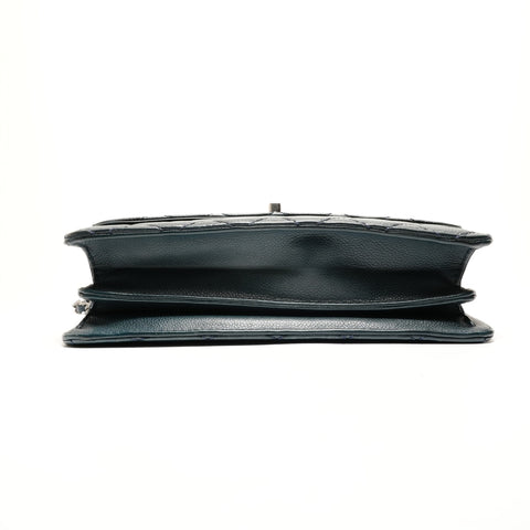 CHANEL No. 19 2014 Caviar Matelasse Gunmetal Shoulder Bag blue WS26261
