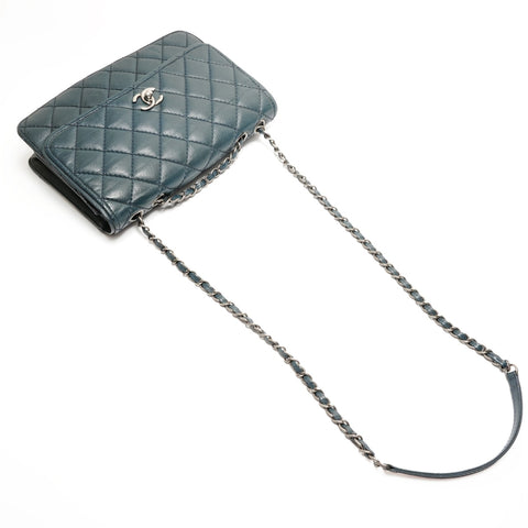 CHANEL No. 19 2014 Caviar Matelasse Gunmetal Shoulder Bag blue WS26261