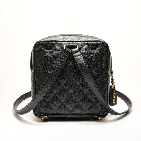 CHANEL Nr. 4 1996-1997 Caviar Turnlock Backpack Daypack schwarz WS26262