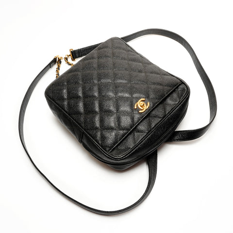 CHANEL Nr. 4 1996-1997 Caviar Turnlock Backpack Daypack schwarz WS26262