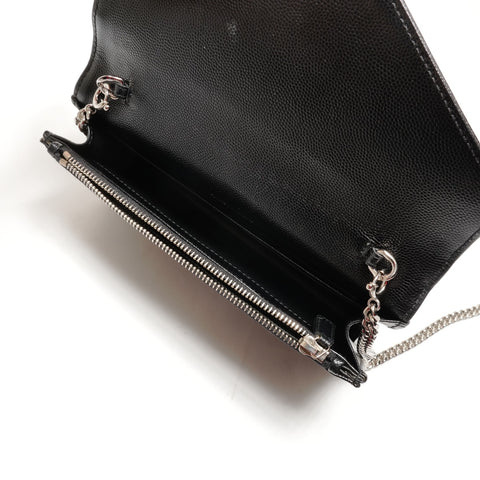YVES SAINT LAURENT Chain Wallet Monogram Envelope Shoulder Bag black WS26270