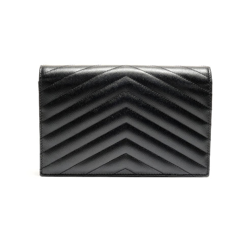 YVES SAINT LAURENT Chain Wallet Monogram Envelope Shoulder Bag black WS26270