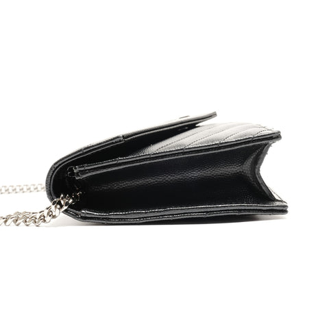 YVES SAINT LAURENT Chain Wallet Monogram Envelope Shoulder Bag black WS26270