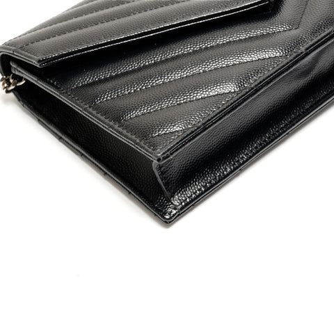 YVES SAINT LAURENT Chain Wallet Monogram Envelope Shoulder Bag black WS26270