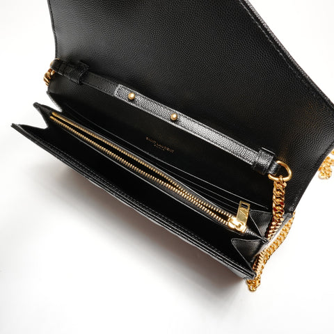 YVES SAINT LAURENT Cassandra Envelope Chain Wallet in Leather Shoulder Bag black WS26271