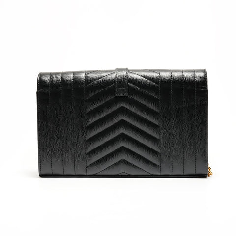 YVES SAINT LAURENT Cassandra Envelope Chain Wallet in Leather Shoulder Bag black WS26271