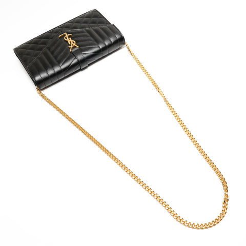 YVES SAINT LAURENT Cassandra Envelope Chain Wallet in Leather Shoulder Bag black WS26271