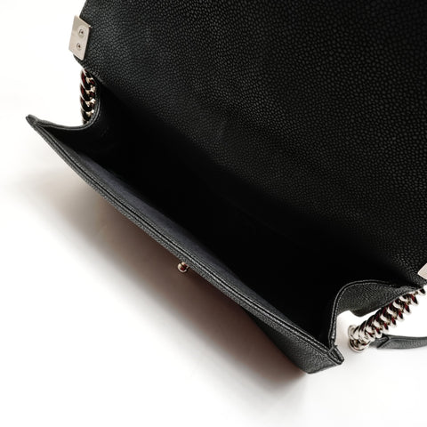 CHANEL Boy Silver Metal Calfskin 17 Series 2012-2013 Shoulder Bag black WS26272