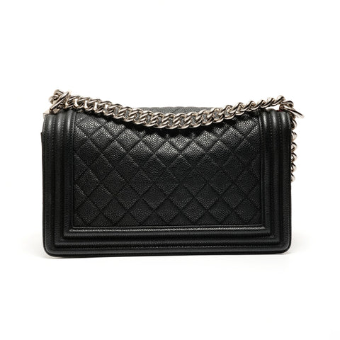 CHANEL Boy Silver Metal Calfskin 17 Series 2012-2013 Shoulder Bag black WS26272