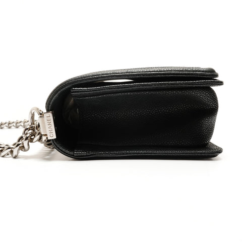 CHANEL Boy Silver Metal Calfskin 17 Series 2012-2013 Shoulder Bag black WS26272