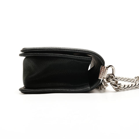 CHANEL Boy Silver Metal Calfskin 17 Series 2012-2013 Shoulder Bag black WS26272