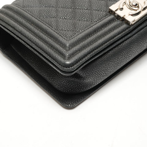 CHANEL Boy Silver Metal Calfskin 17 Series 2012-2013 Shoulder Bag black WS26272