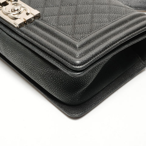 CHANEL Boy Silver Metal Calfskin 17 Series 2012-2013 Shoulder Bag black WS26272