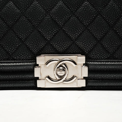 CHANEL Boy Silver Metal Calfskin 17 Series 2012-2013 Shoulder Bag black WS26272