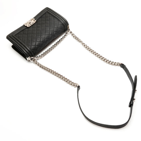 CHANEL Boy Silver Metal Calfskin 17 Series 2012-2013 Shoulder Bag black WS26272