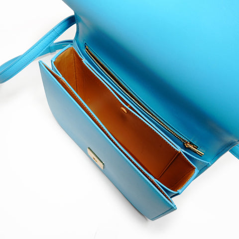 LOEWE Goya Medium Leather Bag in Turquoise Shoulder Bag blue WS26274
