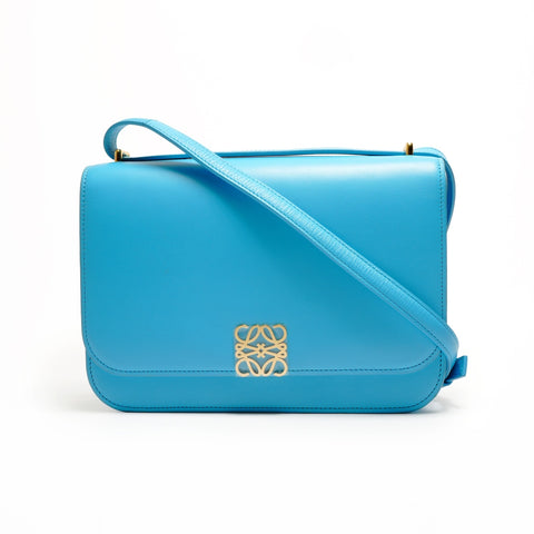 LOEWE Goya Medium Leather Bag in Turquoise Shoulder Bag blue WS26274