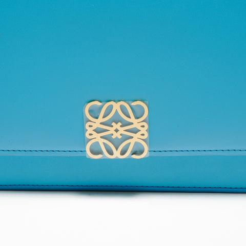 LOEWE Goya Medium Leather Bag in Turquoise Shoulder Bag blue WS26274