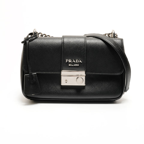 PRADA Leder Kameratasche Kette Saffiano 1BD298 Umhängetasche schwarz WS26275