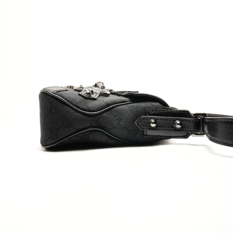 GUCCI Horsebit GG canvas one belt Shoulder Bag black WS26278