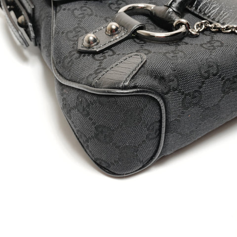 GUCCI Horsebit GG canvas one belt Shoulder Bag black WS26278