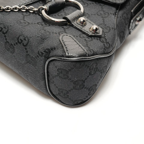 GUCCI Horsebit GG canvas one belt Shoulder Bag black WS26278