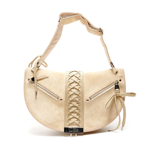 Christian Dior Schnür-Wildleder-Street-Chic-Ein-Gürtel-Umhängetasche aus der John Galliano-Ära in Beige WS26283