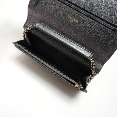 CHANEL Caviar Matelasse Chain Wallet No. 27 2019 Shoulder Bag green WS26287