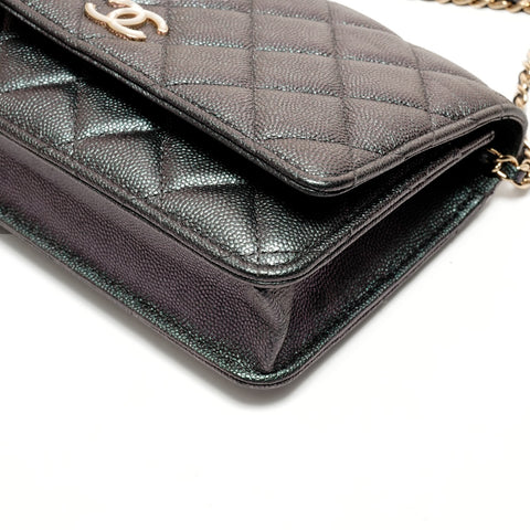 CHANEL Caviar Matelasse Chain Wallet No. 27 2019 Shoulder Bag green WS26287