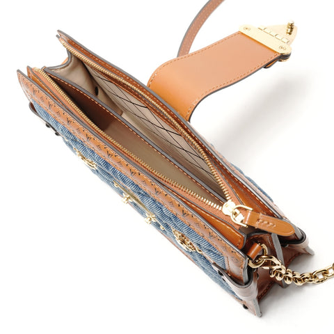 LOUIS VUITTON Monogram Denim Trunk Clutch M55047 Shoulder Bag blue WS26289