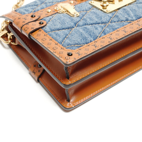 LOUIS VUITTON Monogram Denim Trunk Clutch M55047 Shoulder Bag blue WS26289